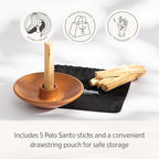 Luna Sundara Authentic Peru Pottery Palo Santo Stick Holder and Incense Holder with 5 Palo Santo Sticks Handmade Ceramic Smudge Bowl Sage Holder Brown Gift Set