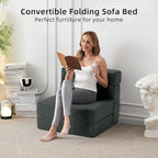 FILUXE Convertible Folding Sofa Bed - Sleeper Chair with Pillow, Modern Linen Fabric Floor & Futon Couch, Foldable Mattress for Living Room/Dorm/Guest Use/Home Office/Apartment, Single Size, Dark Gray