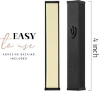 SURI Mezuzah for Door with Printed Scroll - 3.8 Inch Black Aluminum Mezuzah Case, Fits a 3 Inch Scroll, Self-Stick Adhesive, Gift Box Included
