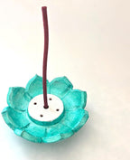 Clay Ceramic Incense Holder Cute Glossy Green| Eco-Friendly Incense Burner Ash Catcher |Incense Sticks Stand | Handmade on Potter's Wheel & Hand-Painted