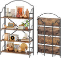 4NM No Assembly Extra Wide Folding Bookshelf for Living Room, 4 Tiers Collapsible Book Shelves Open Industrial Foldable Bookcase Storage Shelf for Home Office - Rustic Brown Black