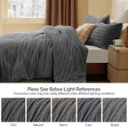 BEDELITE Fleece Queen Comforter Set -Super Soft & Warm Fluffy Grey Faux Fur Bedding, Luxury Fuzzy Heavy Bed Set for Winter with 2 Pillow Cases