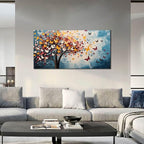 Butterfly Tree Canvas Wall Art for Living Room Bedroom Home Office Blue Colorful Tree of Life Wall Art Modern Large Framed Canvas Prints Size 24x48