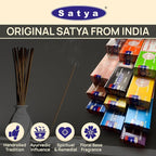 Satya Incense Sticks - Nag Champa, Namaste, Positive Vibes, Tantra, Buddha Blessing, Aura Cleansing, Chakra, Pyramids, Reiki, Karma, Spiritual, Traditional Ayurveda, Pack of 12 Assorted Fragrances