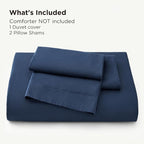 Bedsure 100% Rayon Derived from Bamboo Duvet Cover Queen Size - Lightweight Silky Cooling Comforter Cover Set for Hot Sleepers, Breathable & Moisture-Wicking Bedding Set, Navy