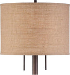 Possini Euro Design Garth Modern Industrial Standing Floor Lamp 63 1/2" Tall Oil Rubbed Bronze Brown Metal Burlap Fabric Drum Shade Decor for Living Room Reading House Bedroom Home Office House