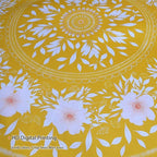 Lifeel Yellow Bohemian Tapestry Wall Hanging, Mandala Floral Medallion Hippie Tapestry with White Aesthetic Wreath Design, Gold Wall Decor Blanket for Bedroom Home Dorm,Small 50×60 inches