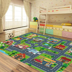 Kids Car Playmat, Kids Rug for Playroom Car Mat Town City Road Traffic Rugs, Play Mat for Floor, Extra Large Boys Kid Car Track Play Rug (Style Four, 110.2 X 78.7 INCH)