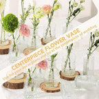 Mini Bud Vases Centerpieces for Tables,Clear Bud Vases for Flowers,Small Flower Vases Suitable for Birthday Party,Anniversary,Wedding Reception,Baby Shower (Clear, 22PCS)