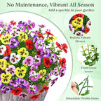 MARTINE MALL 18 Bundles Artificial Flowers for Outdoors, Fake Outdoor Flowers, Fake Pansy Faux Plants Outdoor UV Resistant Silk Pansy Flowers for Planters Indoor Porch Decor (Mix Colors)