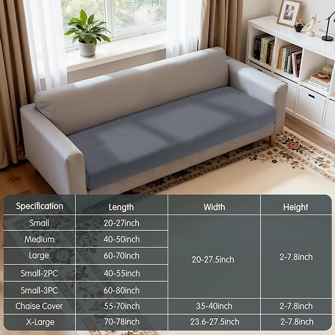 Hokway Stretch Couch Cushion Slipcovers X-Large Reversible Cushion Replacement Slipcovers Sofa Cushion Covers
