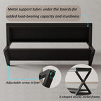 IBF Black Bench, Modern Entryway Bench for Bedroom, Wood Metal Storage Hallway Bench for Dining Living Room, Farmhouse Shoe Rack Indoor Accent Seating Bench for Foyer Entrance, Black Oak, 47 Inch Long