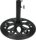 Sunnydaze 24lb Cast Iron Patio Umbrella Base - Heavy-Duty Round Metal Outdoor Market Umbrella Stand for Outside - 18-Inch - Black - Pretty Petals