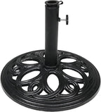 Sunnydaze 24lb Cast Iron Patio Umbrella Base - Heavy-Duty Round Metal Outdoor Market Umbrella Stand for Outside - 18-Inch - Black - Pretty Petals