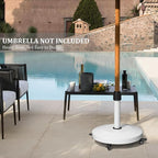 Patio Umbrella Base with 4 Wheels, 55lbs Round Heavy Duty Concrete Stand for Outdoor Market Umbrella, White