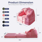 MAXYOYO Folding Sofa Bed with Backrest, Boneless Fold Out Couch Bed with Handle, 2 in 1 Convertible Bean Bag Chair to Floor Sofa Lounger, Comfy Folding Couch for Bedroom & Living Room, Pink
