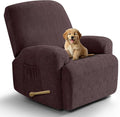 VANSOFY Recliner Chair Covers, 4-Pieces Stretch Recliner Cover Jacquard Soft Reclining Chair Slipcover Furniture Protector with Elastic Bottom for Lazy Boy Recliner(Dark Coffee)
