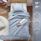 Comfort Spaces Kienna Quilt Set- Double Sided Stitching Design Summer Blanket, Lightweight, Soft, All Season Bedding Layer, Matching Sham, Blue, Coverlet Twin/Twin XL(66"x90") 2 Piece
