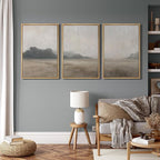 MUDECOR Framed Wall Art Print Set Serene MeadowTranquil Landscape with Foggy Fields and Distant Trees Illustrations Realism Decorative for Living Room, Bedroom, Office - 24"x36"x3 Natural