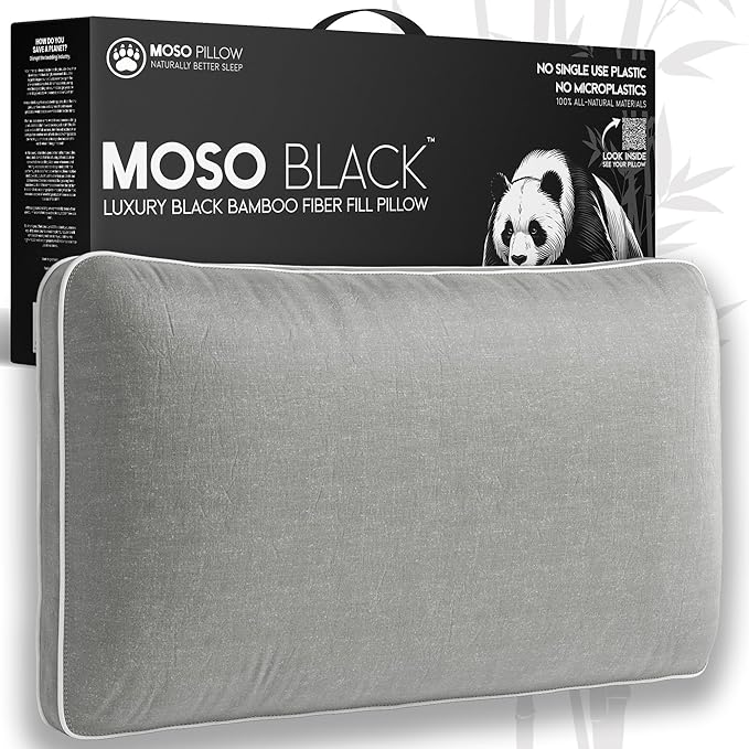 King Size Cooling Pillow - 100% Viscose Made from Bamboo Infused with Charcoal - Eco-Friendly Firm Bed Pillows for Back and Stomach Sleepers - Hypoallergenic Comfort for Better Posture (Silver)