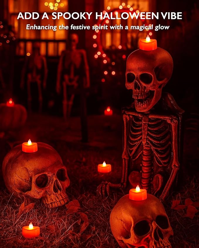 BEICHI Flameless Candles, Tea Lights Battery Operated, No Flickering Votive Candles LED Tea Lights for Halloween Christmas Wedding Home Decor (24 Pack, Red)