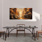 Large Wall Art for Living Room Bedroom Office Gold Forest Artwork Sunrise Landscape Nature Pictures Modern Wall Art Framed Canvas Prints 29x59 Inch