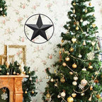 JoyEvy 9.5" Black Barn Star Wall Decor, Metal Stars for Outside or Inside of House, Iron Texas Stars Rustic Vintage Western Country Home Farmhouse Wall Art Decorations