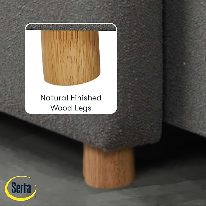 Serta® Corwin 36" Convertible Accent Chair, Dreamcoil® Comfort, FingerGuard® Pinch Point Protection, Polyester Boucle Fabric, Gray