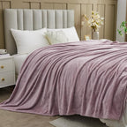 NEWCOSPLAY Super Soft Queen Blanket Light Purple Premium Silky Flannel Fleece Leaves Pattern Lightweight Bed Blanket All Season Use (Light Purple, Queen(90"x90"))