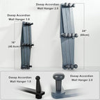Dseap Expandable Coat Rack (Larger Version) - 24” High, Anti-Slip, Ultra Heavy Duty Wooden Accordian Wall Hanger with 10 Study Peg Hooks for Clothing Hats Jackets Bags, Grey