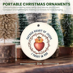 FLAGWIX Christmas Christian Gifts for Women Men - Sacred Heart Ceramic Christmas Ornaments 2025 for Xmas Decorations - Religious Gifts for Women, Religious Ornaments, Spiritual Christian Gift Ideas