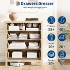 IDEALHOUSE Fluted 4 Drawers Dresser for Bedroom, 35.4" Tall Chest of Dressers for Closet, 4 Fluted Drawers with Metal Handle, Clothes Storage Cabinet for Bedroom, Nursery, Living Room, Natural Oak