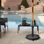 Patio Umbrella Base with 4 Wheels, 44lbs Round Heavy Duty Concrete Stand for Outdoor Market Umbrella, Black