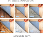 KOECKRITZ RugLock 11' x 11' Rug Pad – Non-Slip Felt & Rubber Dual Surface Rug Gripper, 0.345" Thick Cushion, Strong Grip Floor Protection, Safe for All Floors
