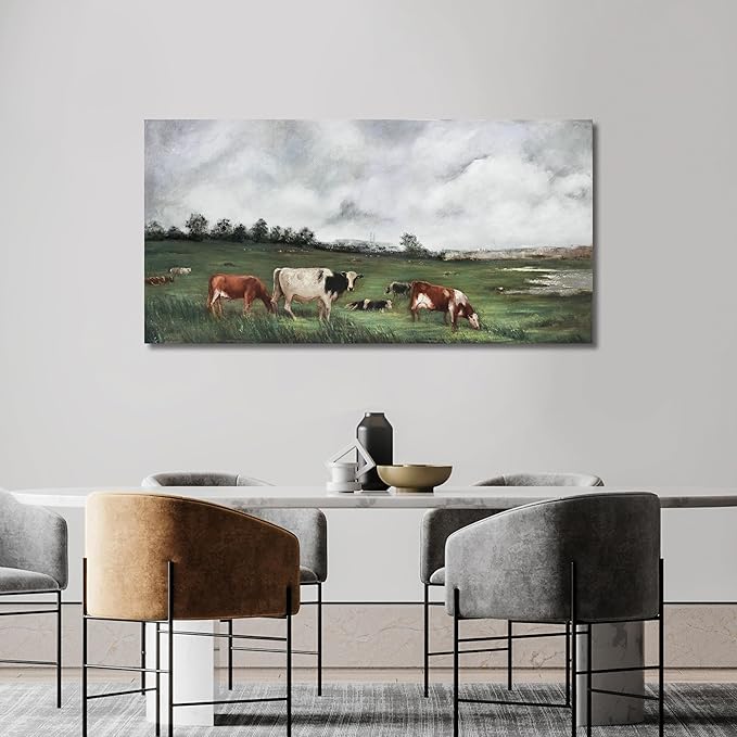 Belmrxne Landscape Wall Art White and Green Wall Decor Moden Animal Aesthetic Canvas Prints Moden Artwork for Living Room Bedroom Dining Room kitchen Hallway Office Home Decor 24×48 Inches