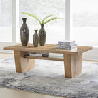 Signature Design by Ashley Kristiland Classic Cocktail Table with 1 Lower Shelf, Light Brown