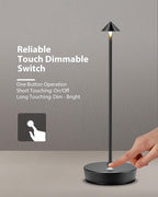 Cordless Table Lamps Rechargeable, 6000mAh Battery Operated LED Desk Lamp Outdoor Waterproof Portable Touch Dimmable Table Light for Patio Restaurant Dining Home Set of 2 Black