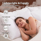 Bafode Goose Feathers Down Pillows, Pillows Standard Size Set of 2, Cotton Cover,Gusseted Hotel Collection Bed Pillow for Back, Stomach or Side Sleepers