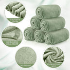 Tinideya 6 Pcs Flannel Fleece Throw Blanket Bulk 50 x 60 Inch Soft Fleece Blanket Warm Throw Blanket Coral Blankets for Couch Sofa Home Wedding Gifts Season (Sage Green)