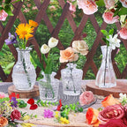 Set of 20 Glass Bud Vases,Small Clear Vases,Wedding Centerpiece Table Decorations,Clear Vintage Embossed Mini Vases,Flower Arrangements in for Party or Home Decor