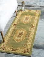 Rugs.com Chateau Collection Rug - 8 Ft Runner Green Medium Pile Rug