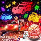 PIKOY Toy Cars Toys | 6HD Films+15 Sounds+31 Colors+Remote Control+360°Rotating | Cars for Toddlers 1-3 Toy Cars for Boys Age 4-7 Dinosaur Egg Light for Nursery Toddler Boy Birthday Gifts 1-8 Years