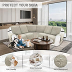 Recliner Sofa Covers 100% Waterproof Recliner Cover Washable Velvet L Shape Recliner Couch Covers for Sofa Pets Anti Slip Recliner Slipcovers with Pockets (5 Seat Sofa, Light Gray)