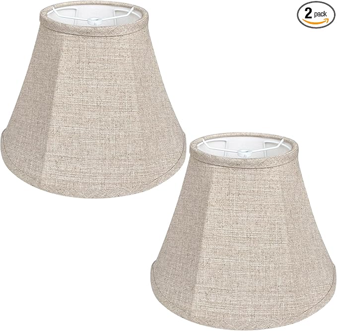 Double Brown Lamp Shade Set of 2, TOOTOO STAR Large Barrel Lampshade for Floor Light and Table Lamp 6x12x8.5 inch, DIY Fabric Natural Linen Hand Crafted, Spider (Brown, 6x12x8.5 inch)