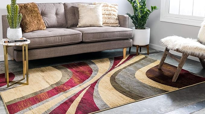 Unique Loom Barista Collection Area Rug - Ngada (9' x 12' Rectangle, Beige/ Red)