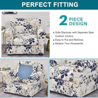 KRFOONN 2 Piece Chair Covers Printed Sofa Covers Couch Covers Washable Armchair Sofa Couch Slipcover Furniture Protector with Elastic Bottom for Living Room (Armchair, 27), Small
