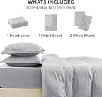 Bedsure Duvet Cover King Size with Fitted Sheet - 4 Pieces Prewashed Cotton-Like Polyester Extra Soft Bedding Set, Includes 1 Duvet Cover 104x90 Inches, 2 Pillow Shams, 1 Fitted Sheet, Light Grey