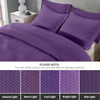 Maple&Stone Quilt Set Twin Size, Purple Lightweight Bedspread Ultrasonic Chevron Pattern Light Coverlet for All Season Comforter Bedding Decor - 2 Piece Twin Bed Cover Sets