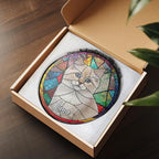 Lovely POD Personalized Cat Stained Glass Suncatcher, Memorial Keepsake Remembrance Gift for Fur Lovers, Custom Name Pet Photo Ornament Window Hanging, Home Decor, Sympathy Gift for Loss of Cat