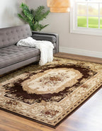 Rugs.com Chateau Collection Rug – 5' x 8' Brown Medium Rug Perfect for Bedrooms, Dining Rooms, Living Rooms
